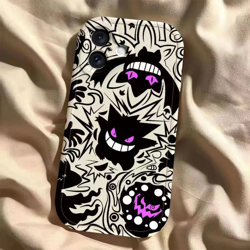Trendy Cute Cartoon Anime Gengar Soft Silicone Phone Case for iPhone 16 17 Pro Max Shell Colorful Comfortable Mobile Phone Shell