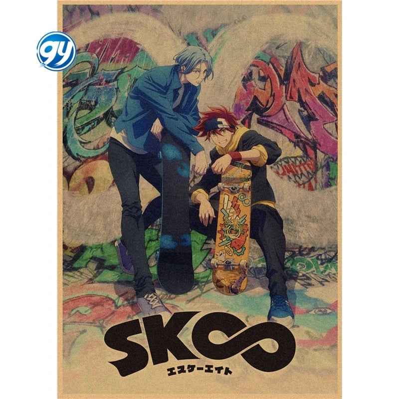 Japanese Sports Infinity Skateboard Kraft Paper Anime Poster Retro Decorative Wall Painting Mural 359