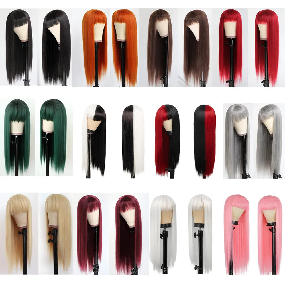28inch Cosplay Wigs Multi Colors Straight Synthetic Wig Cosplay Heat Resistant  Anime Cosplay Wigs for Halloween Party