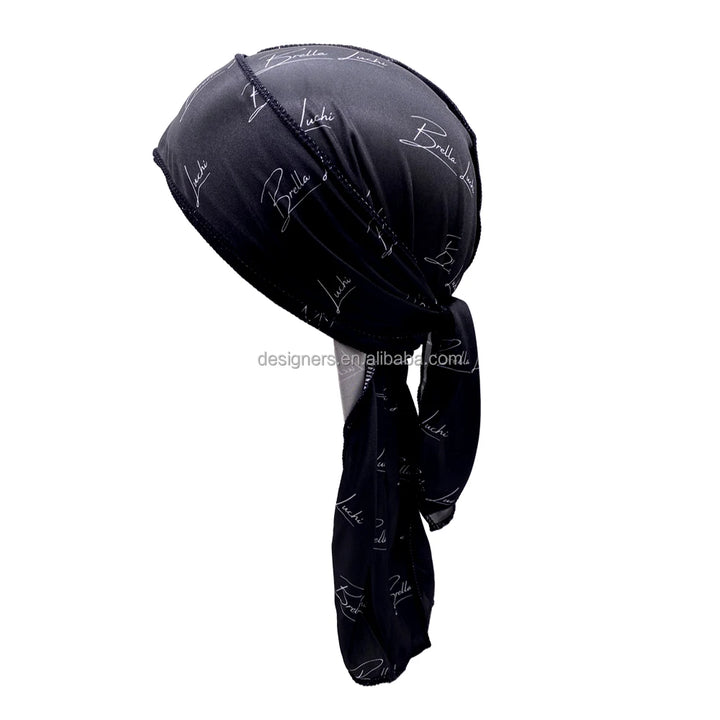 Customized Silk Satin Velvet Designer Silky for Men Women Shining Polyester Custom logo Turban Rag  Anime Durag for Men