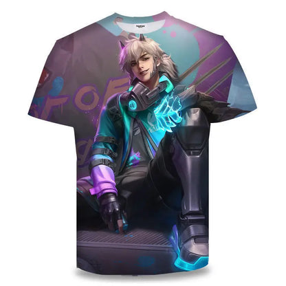 Evertop Custom Logo 3D Digital Printed Breathable Polyester Anime T-shirt for Men Women and Kids Short Sleeve O-Neck