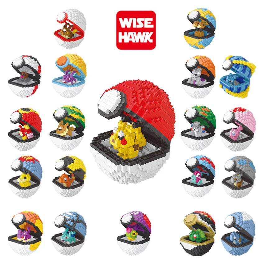 New Plastic Mini Block Micro Building Brick Anime Poke Pet Ball Construction and Model Toy for Kids Age 5 to 7 Years