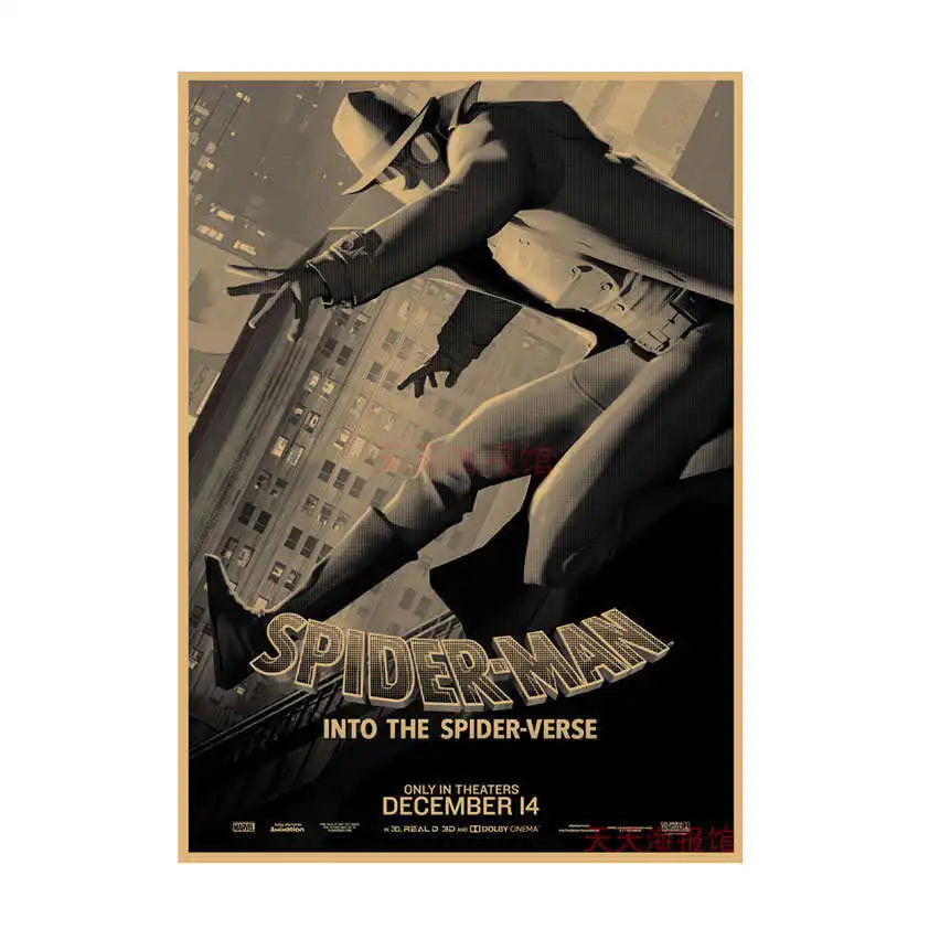 Spider-Man Poster Superhero Dormitory Internet Cafe Retro Kraft Paper Decorative Wall Painting Custom Printing Anime Posters
