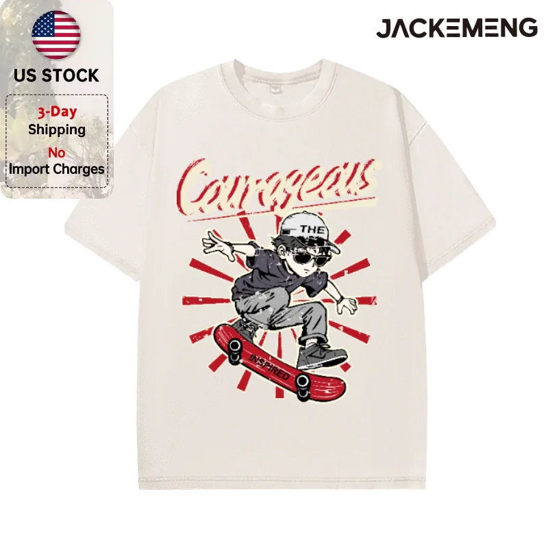 Oversized Vintage Retro Skate Anime Streetwear Print Tshirt USA Stock Y2K Casual Tee