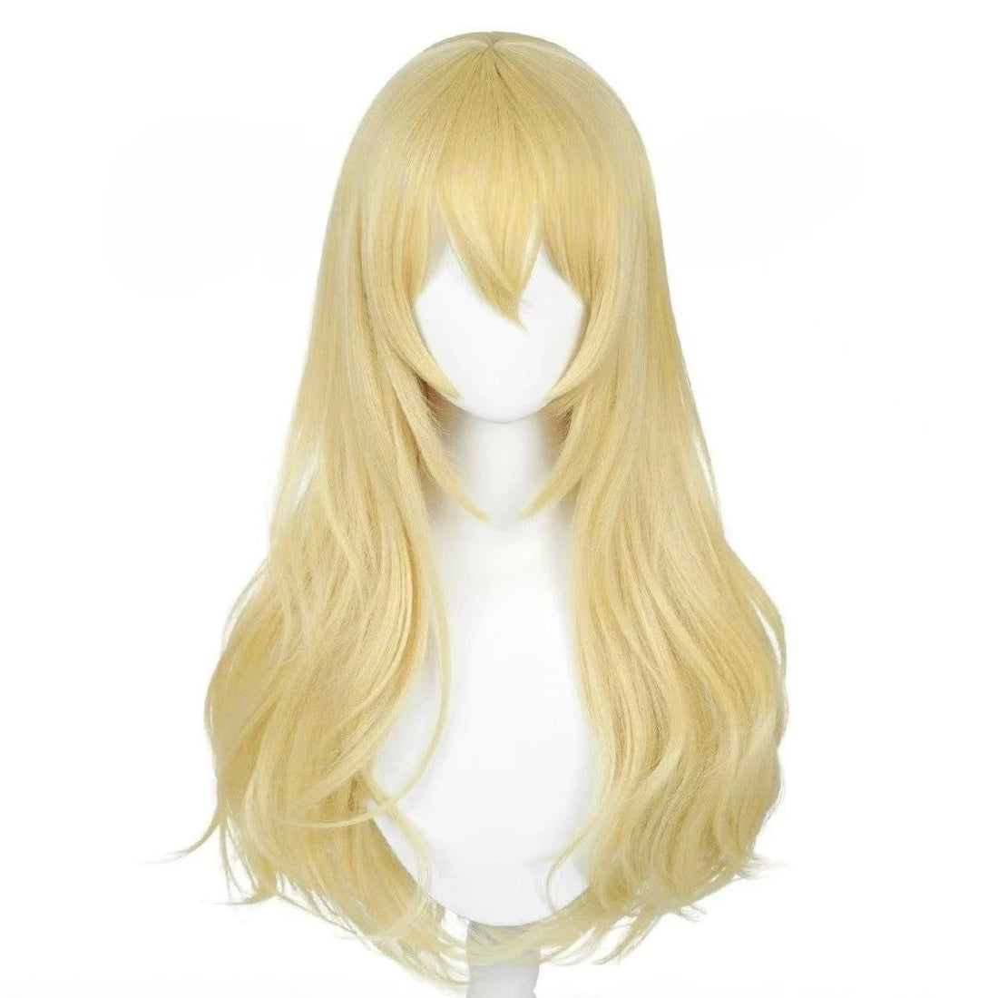 Golden Hair Long Body Wave Heat Resistant Synthetic Wig Anime Cosplay Easy Swiss Lace