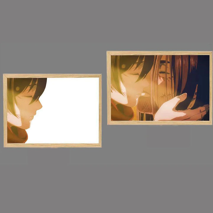 Cartoon Glow Poster Led Light Wall Art Painting Home Decor Anime Light Box Lamp Attack on Titan Anime Poster