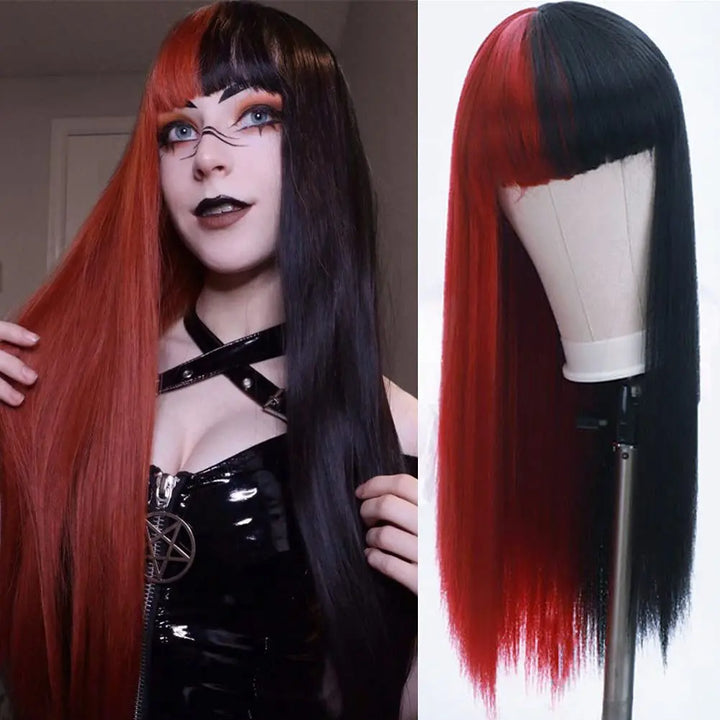 28inch Cosplay Wigs Multi Colors Straight Synthetic Wig Cosplay Heat Resistant  Anime Cosplay Wigs for Halloween Party