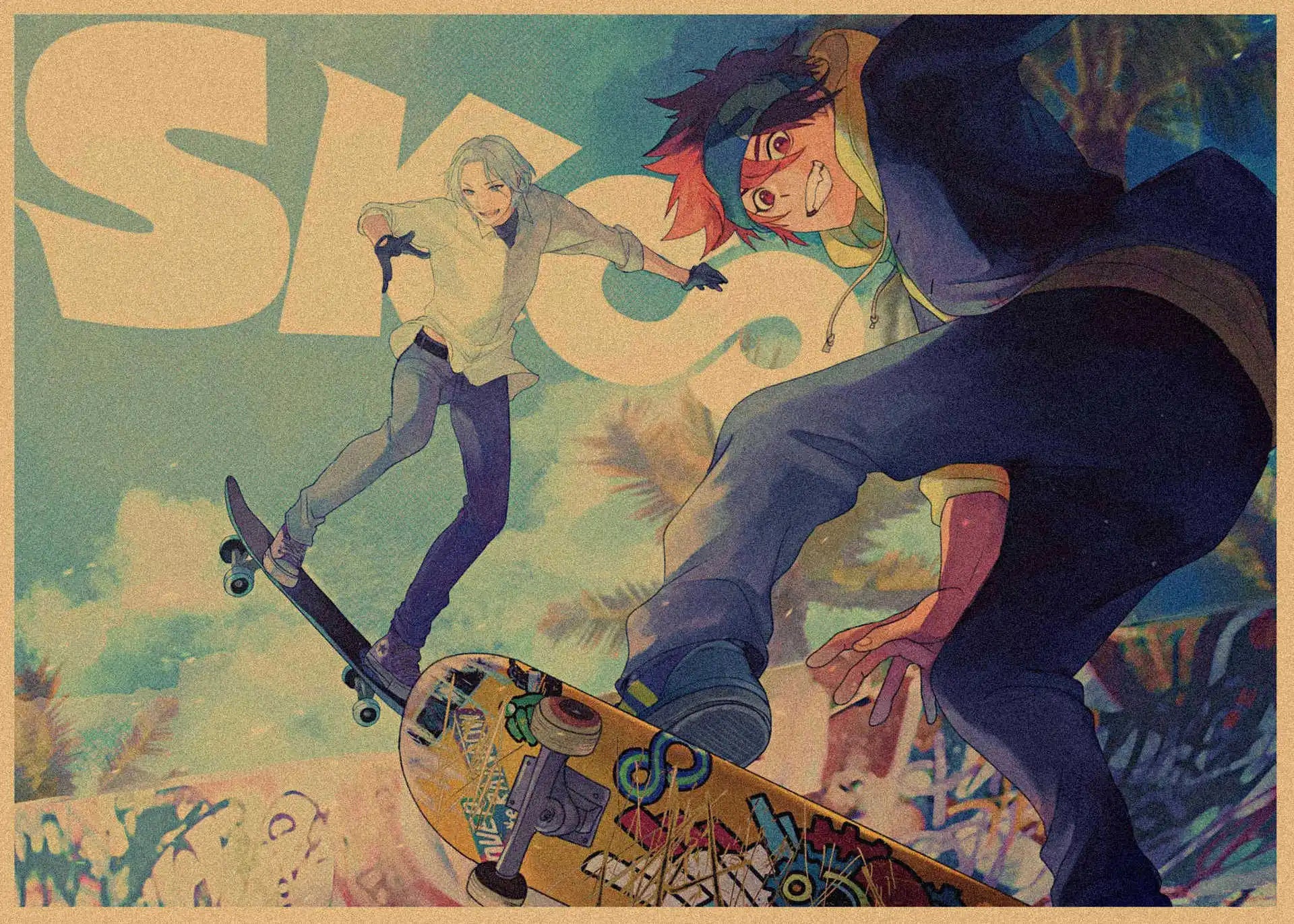 Japanese Sports Infinity Skateboard Kraft Paper Anime Poster Retro Decorative Wall Painting Mural 359