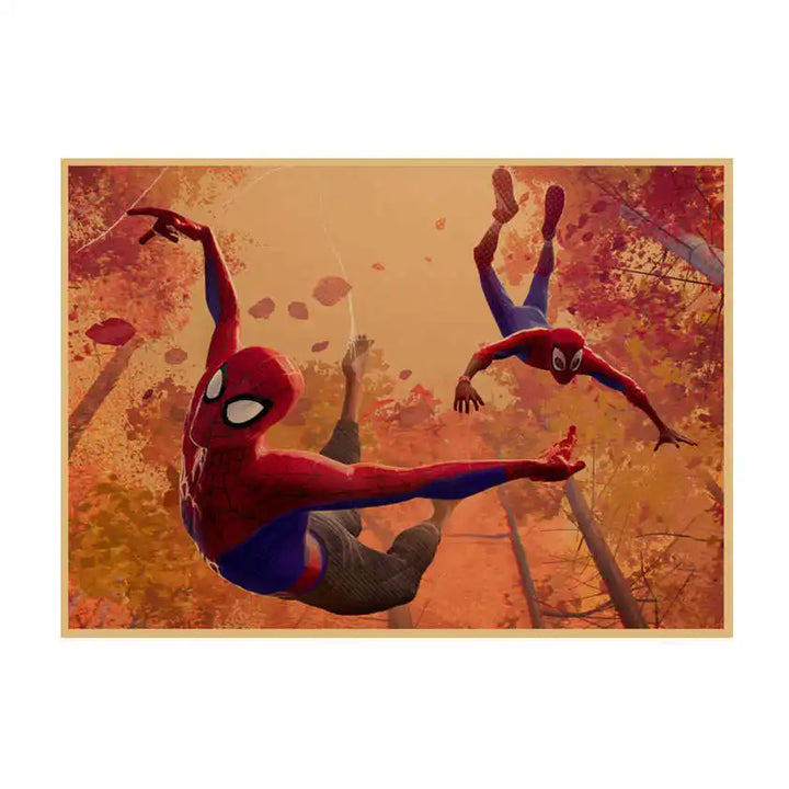 Spider-Man Poster Superhero Dormitory Internet Cafe Retro Kraft Paper Decorative Wall Painting Custom Printing Anime Posters