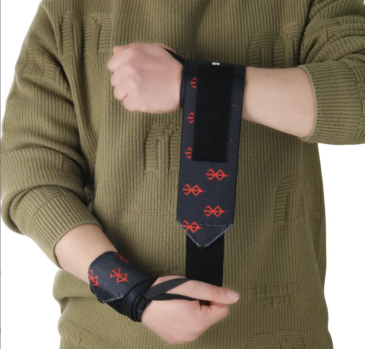 OEM Anime Berserk Weight Lifting Wrist Support Straps Anime Wrist Bands Weight Lifting Wrist Wraps with Thumb Loop