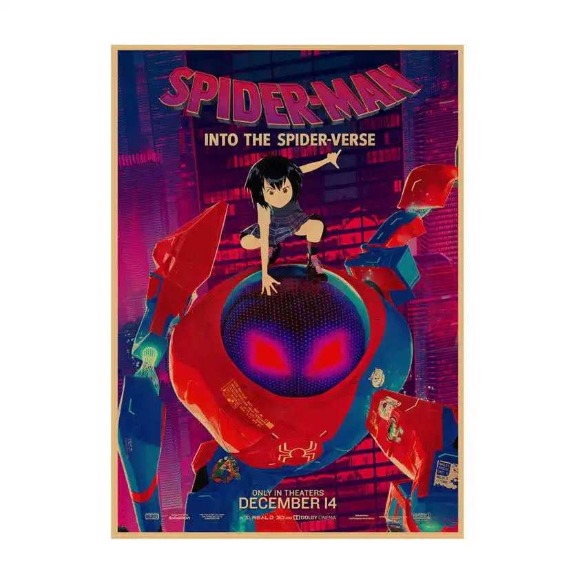 Spider-Man Poster Superhero Dormitory Internet Cafe Retro Kraft Paper Decorative Wall Painting Custom Printing Anime Posters