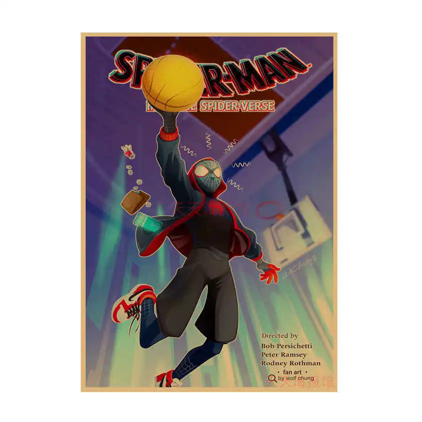Spider-Man Poster Superhero Dormitory Internet Cafe Retro Kraft Paper Decorative Wall Painting Custom Printing Anime Posters