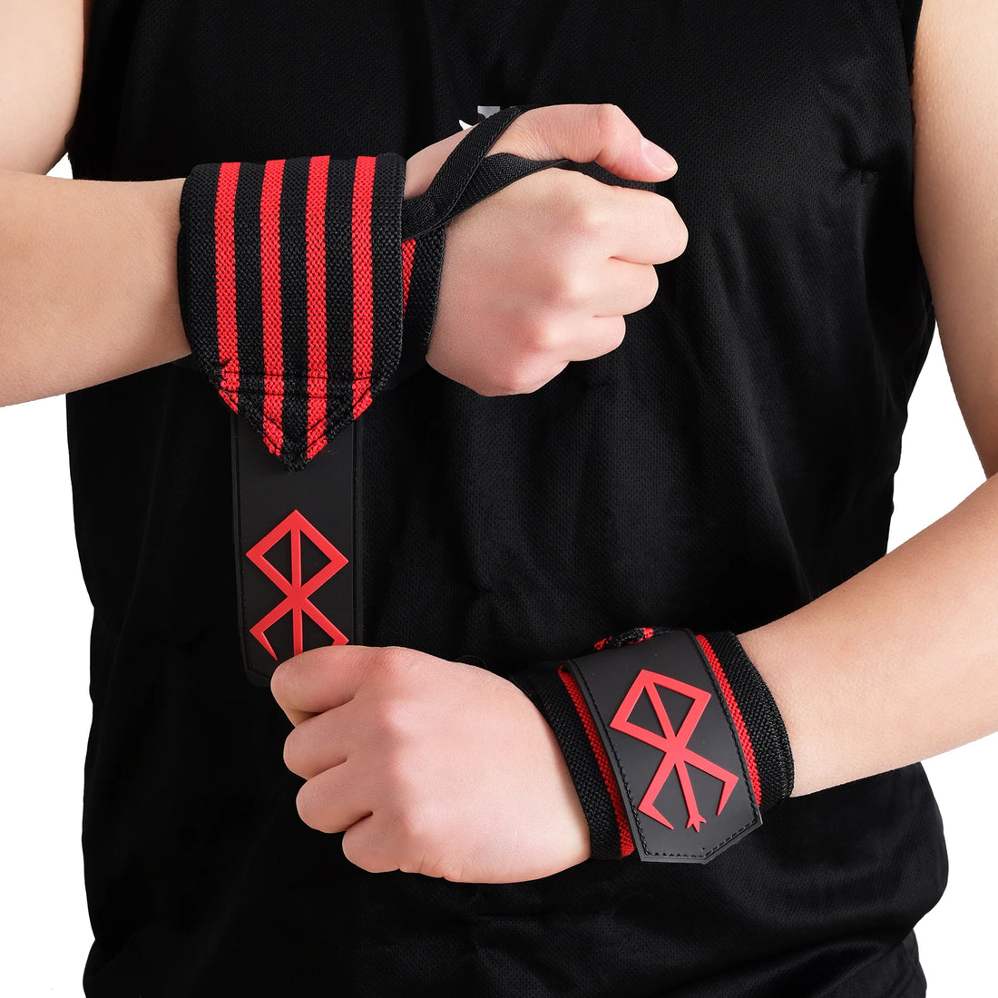 OEM Anime Berserk Weight Lifting Wrist Support Straps Anime Wrist Bands Weight Lifting Wrist Wraps with Thumb Loop