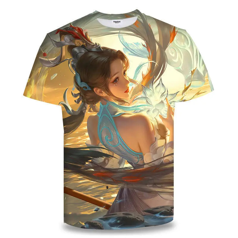 Evertop Custom Logo 3D Digital Printed Breathable Polyester Anime T-shirt for Men Women and Kids Short Sleeve O-Neck