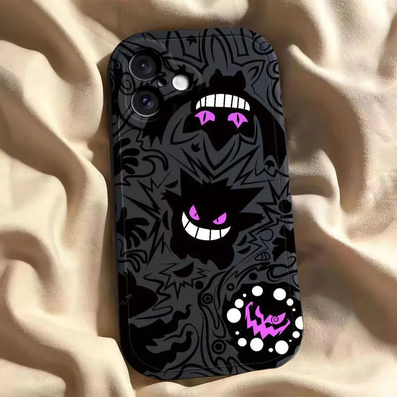 Trendy Cute Cartoon Anime Gengar Soft Silicone Phone Case for iPhone 16 17 Pro Max Shell Colorful Comfortable Mobile Phone Shell