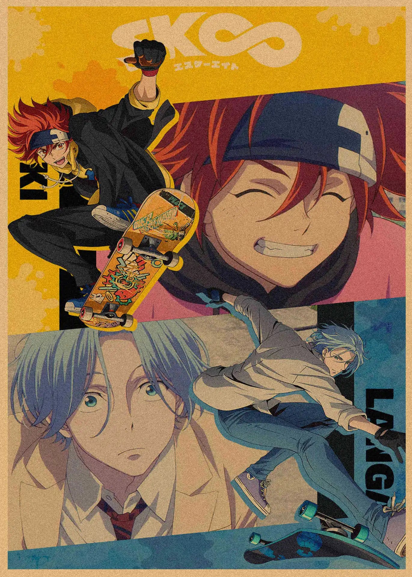 Japanese Sports Infinity Skateboard Kraft Paper Anime Poster Retro Decorative Wall Painting Mural 359