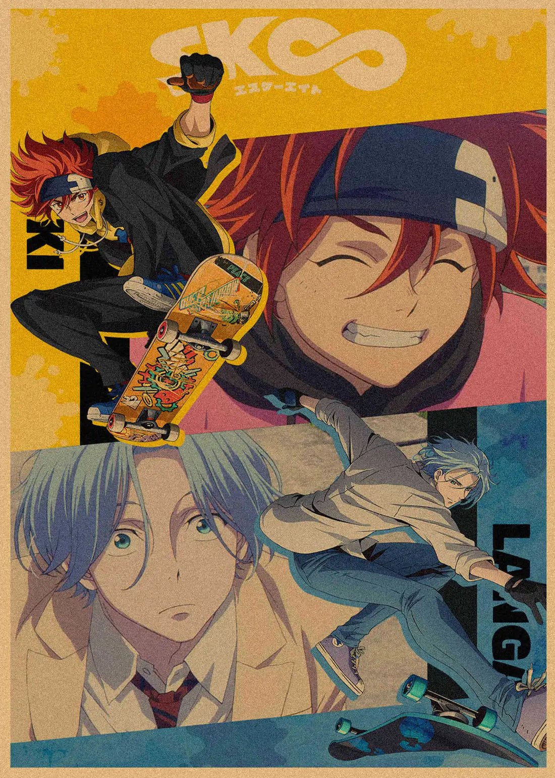Japanese Sports Infinity Skateboard Kraft Paper Anime Poster Retro Decorative Wall Painting Mural 359
