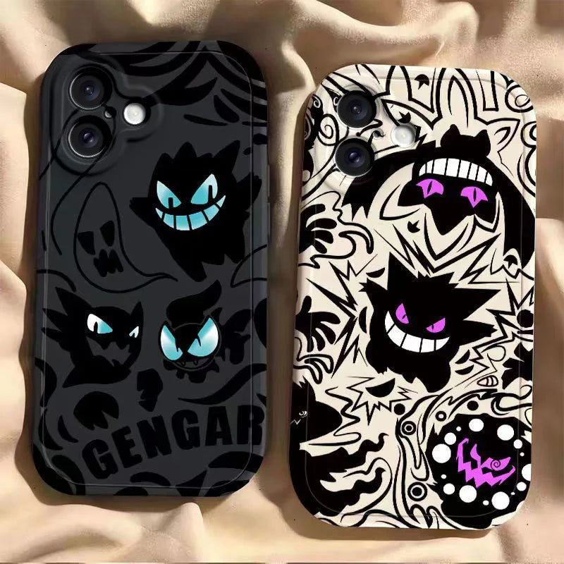 Trendy Cute Cartoon Anime Gengar Soft Silicone Phone Case for iPhone 16 17 Pro Max Shell Colorful Comfortable Mobile Phone Shell