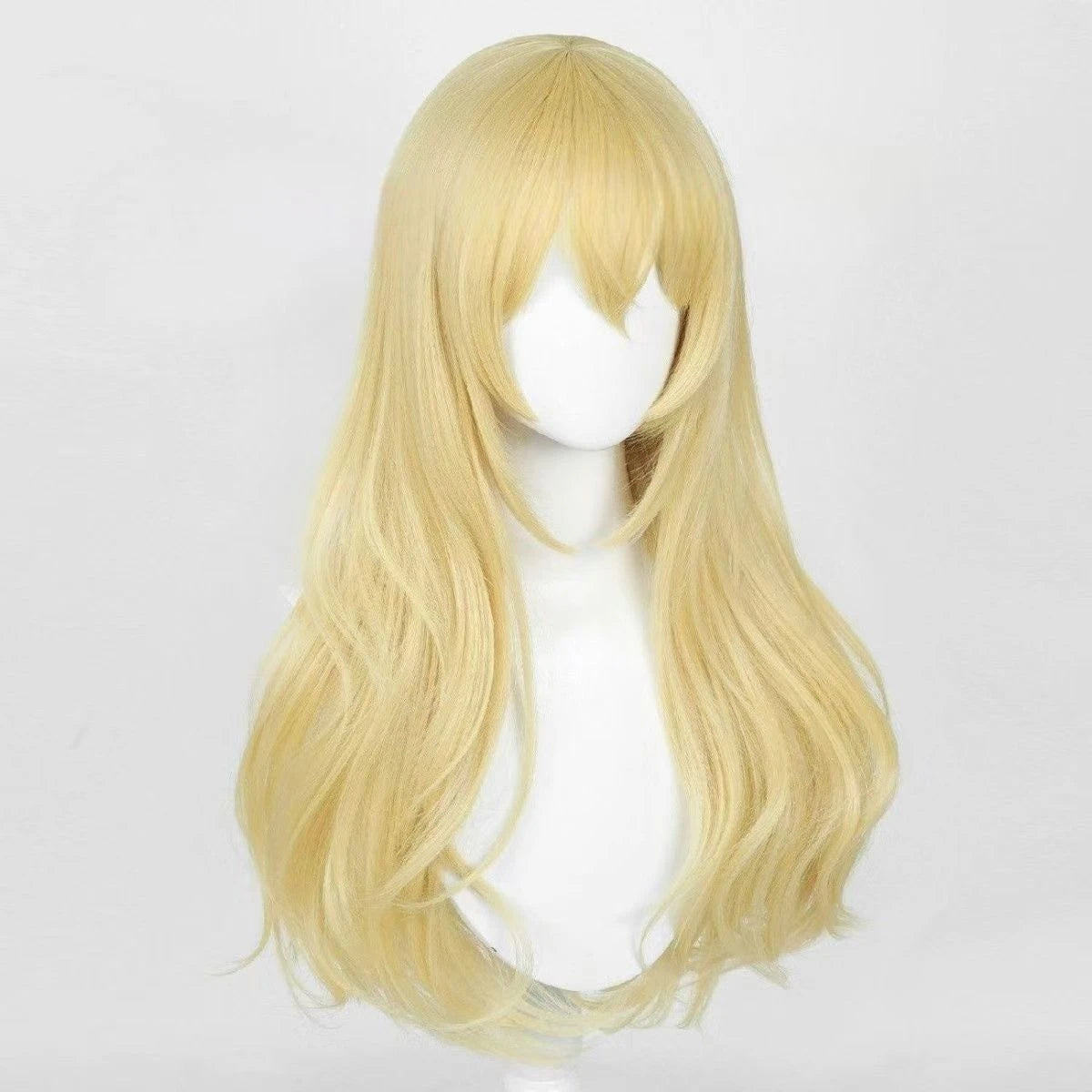 Golden Hair Long Body Wave Heat Resistant Synthetic Wig Anime Cosplay Easy Swiss Lace