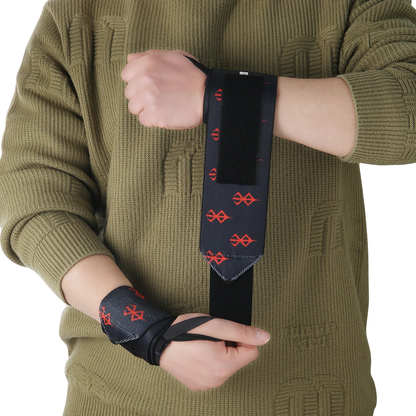 OEM Anime Berserk Weight Lifting Wrist Support Straps Anime Wrist Bands Weight Lifting Wrist Wraps with Thumb Loop