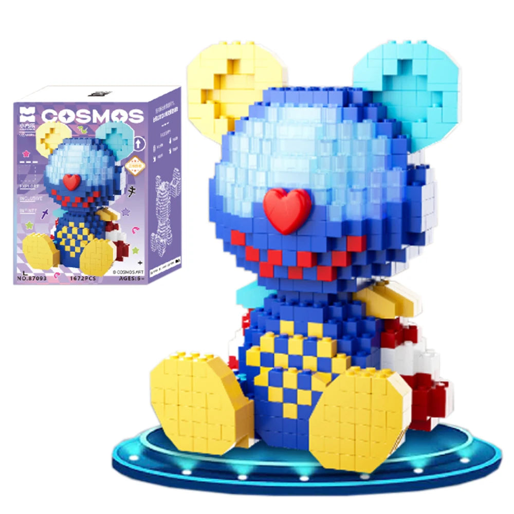 Xiaofangle Bear Building Blocks Set Model Bricks Toy Anime Cartoon Mini Magic Plastic Assembling Decorative Puzzle Block for Kid