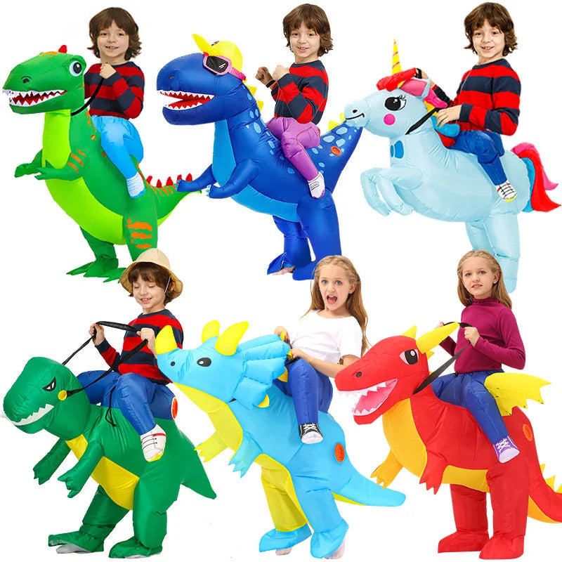 High Quality Children's Dinosaur Costume Set Anime Role Play Inflatable Suit Air Filling Custom Logo Printed All Party Supplies