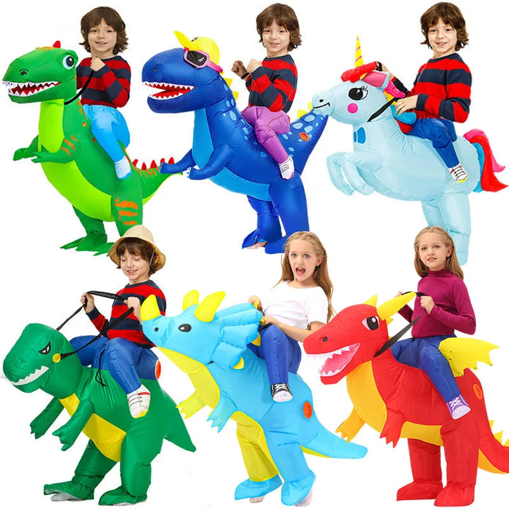 High Quality Children's Dinosaur Costume Set Anime Role Play Inflatable Suit Air Filling Custom Logo Printed All Party Supplies