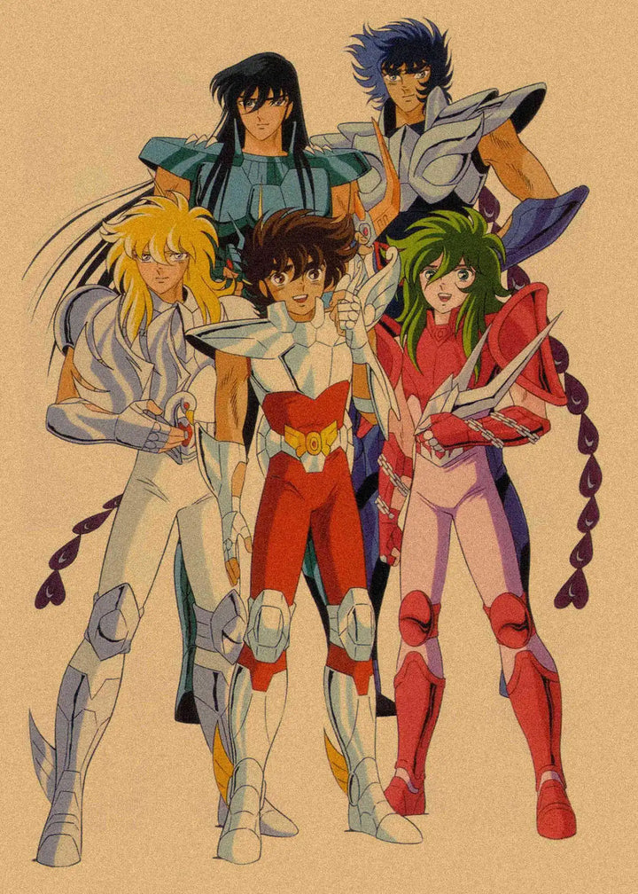 Saint Seiya Figura De Accion Anime Poster Vintage Kraft Paper Decorative Wall Painting Mural 374