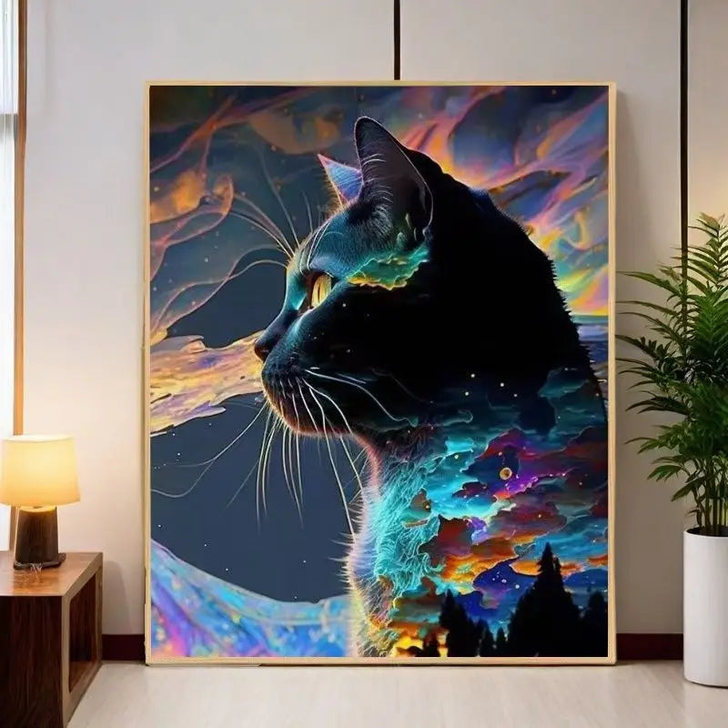 Animal Lovers DIY Cat Cross-Stitch Kit Full Embroidery Anime Cartoon for Bedroom Decor for Embroidery Crafts & Needlework