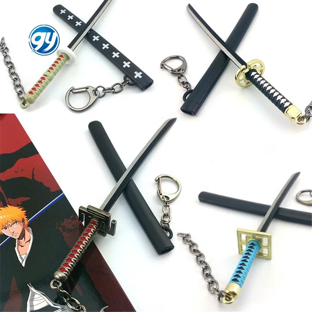 17cm Japanese Anime Kurosaki Ichigo Metal Weapon Pendant Keychain Bleach Sword Key Chain