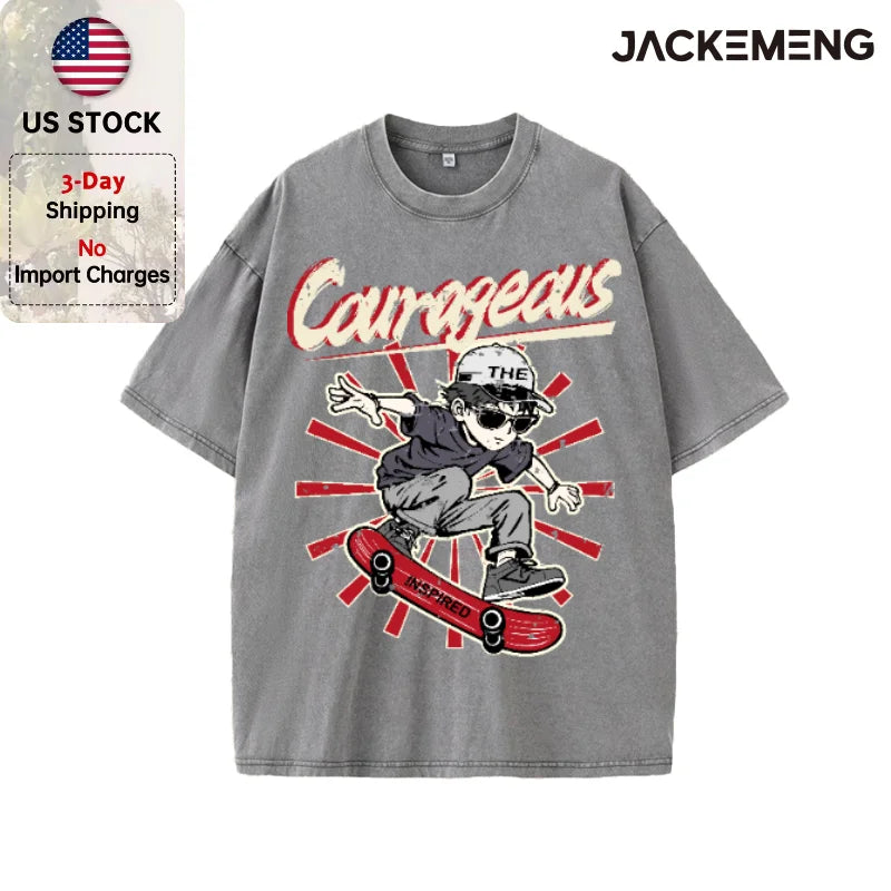 Oversized Vintage Retro Skate Anime Streetwear Print Tshirt USA Stock Y2K Casual Tee