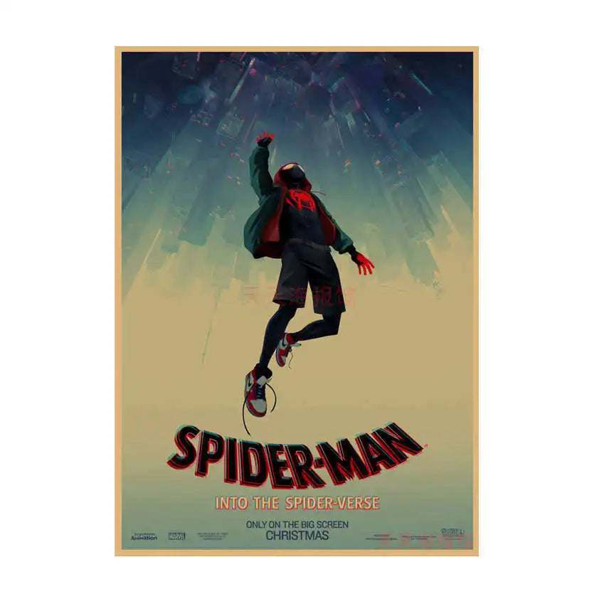 Spider-Man Poster Superhero Dormitory Internet Cafe Retro Kraft Paper Decorative Wall Painting Custom Printing Anime Posters