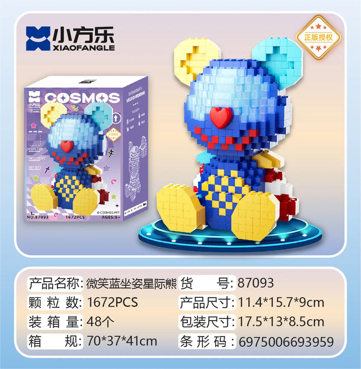 Xiaofangle Bear Building Blocks Set Model Bricks Toy Anime Cartoon Mini Magic Plastic Assembling Decorative Puzzle Block for Kid