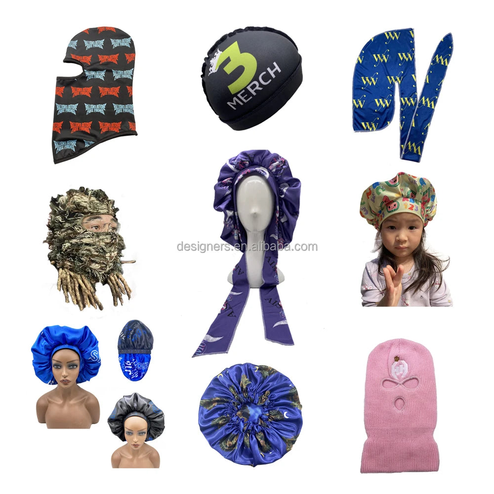 Customized Silk Satin Velvet Designer Silky for Men Women Shining Polyester Custom logo Turban Rag  Anime Durag for Men