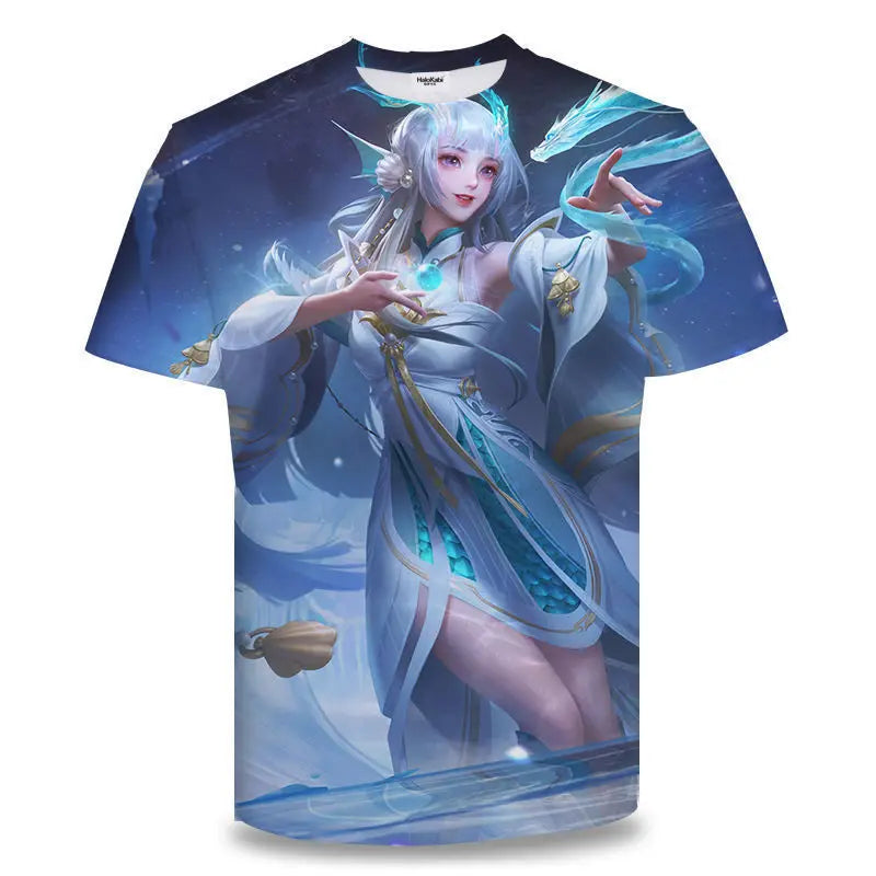 Evertop Custom Logo 3D Digital Printed Breathable Polyester Anime T-shirt for Men Women and Kids Short Sleeve O-Neck