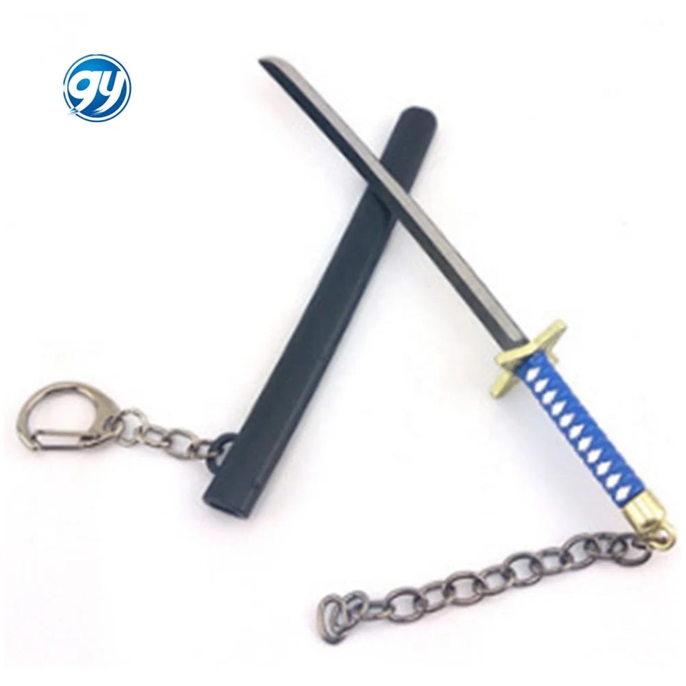 17cm Japanese Anime Kurosaki Ichigo Metal Weapon Pendant Keychain Bleach Sword Key Chain
