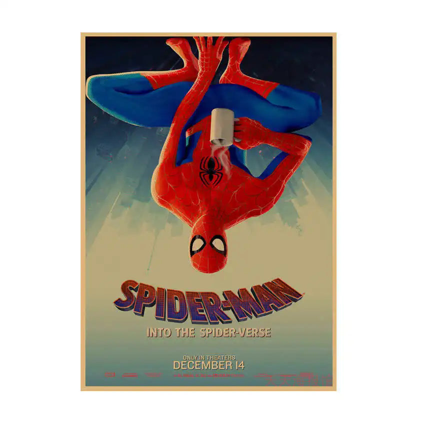 Spider-Man Poster Superhero Dormitory Internet Cafe Retro Kraft Paper Decorative Wall Painting Custom Printing Anime Posters
