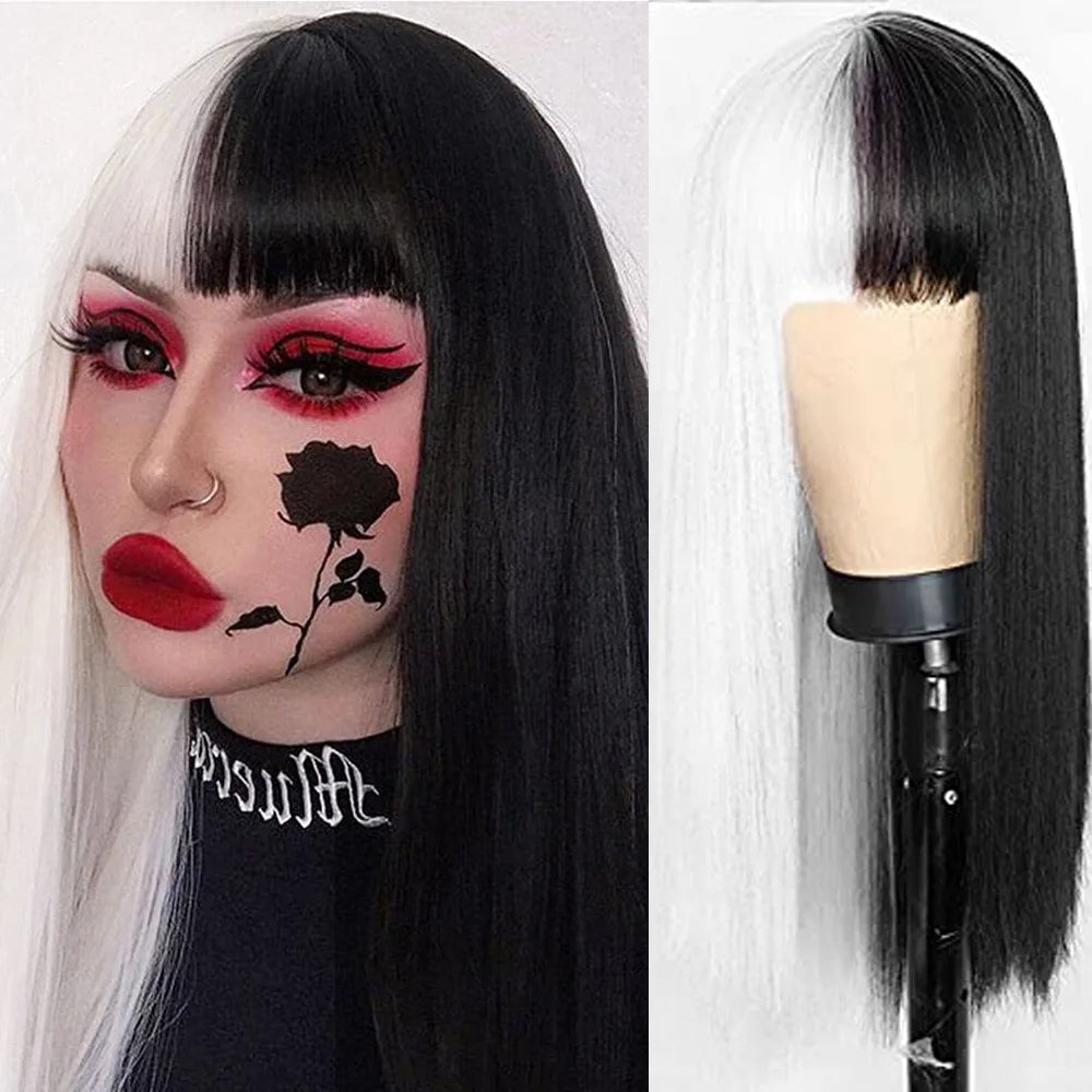 28inch Cosplay Wigs Multi Colors Straight Synthetic Wig Cosplay Heat Resistant  Anime Cosplay Wigs for Halloween Party