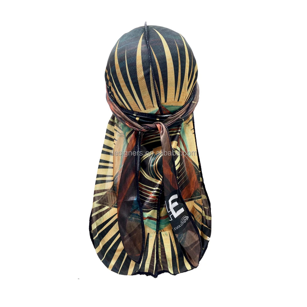 Customized Silk Satin Velvet Designer Silky for Men Women Shining Polyester Custom logo Turban Rag  Anime Durag for Men