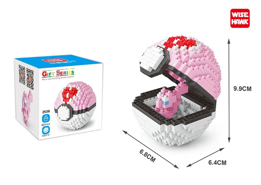 New Plastic Mini Block Micro Building Brick Anime Poke Pet Ball Construction and Model Toy for Kids Age 5 to 7 Years