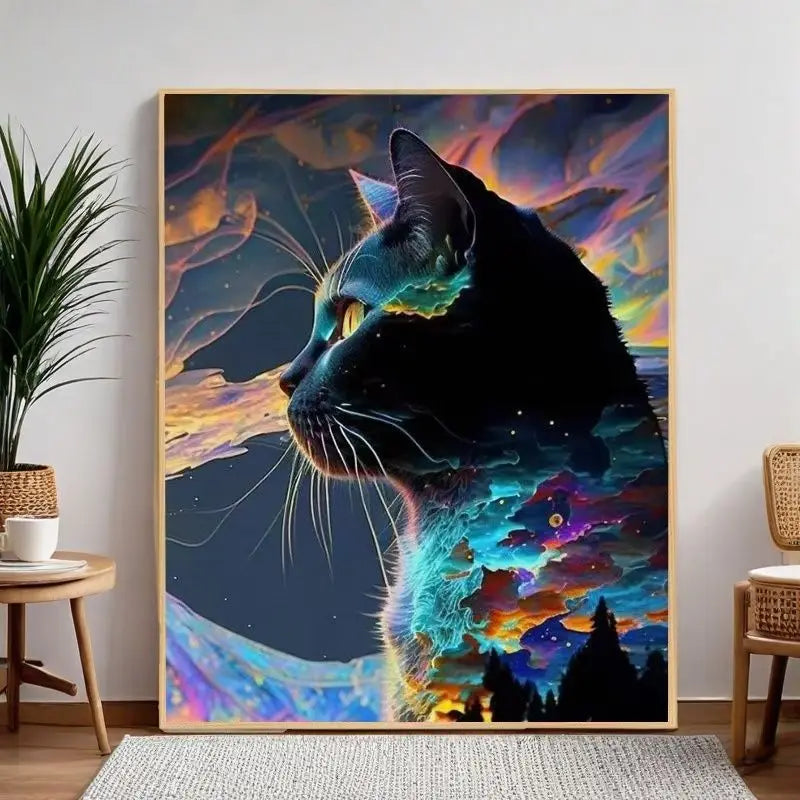 Animal Lovers DIY Cat Cross-Stitch Kit Full Embroidery Anime Cartoon for Bedroom Decor for Embroidery Crafts & Needlework