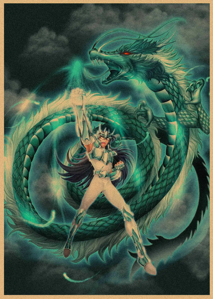 Saint Seiya Figura De Accion Anime Poster Vintage Kraft Paper Decorative Wall Painting Mural 374