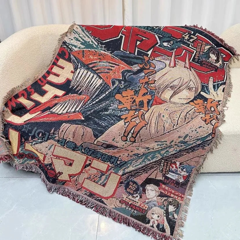 Hot Models Personalized Cotton Polyester Tassel Jacquard Custom Anime Woven Tapestry Blanket Throw With Best Services