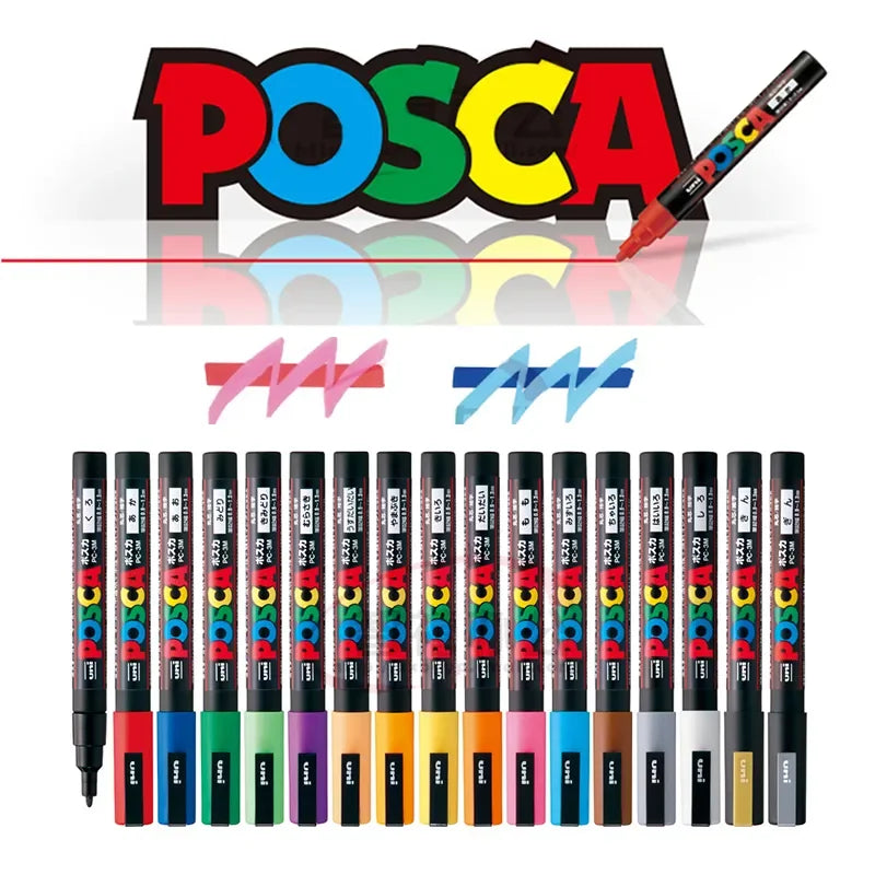 UNI POSCA Marker Pen 1M 3M 5M Full Range Bundle Set  Art Supplies Office Student Painting Anime Hand-Painted Stationery Graffiti