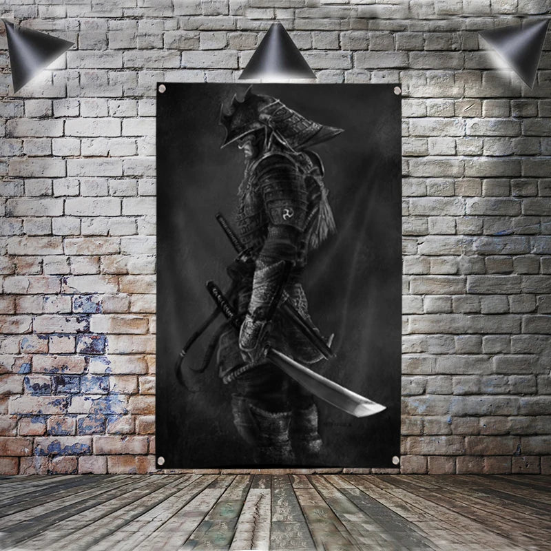 Japanese Samurai Painting Japan Style Flag Wall Art Anime Modular Poster for Home Decor 4 Grommets Polyester Banner 3x5FT Flags