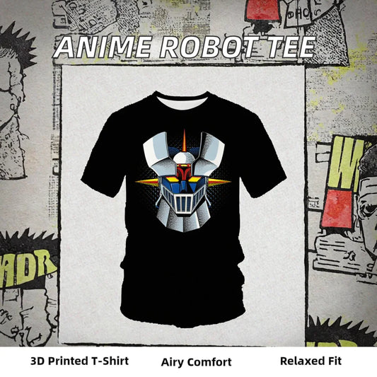 Casual Men's & Kids T-Shirt General Basic Anime Robot Streetwear 3D Printed 100% Polyester Plain Dyed for Boys & Girls
