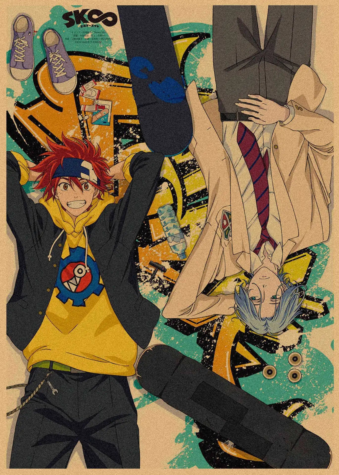Japanese Sports Infinity Skateboard Kraft Paper Anime Poster Retro Decorative Wall Painting Mural 359
