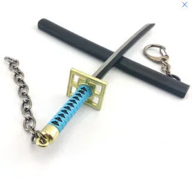 17cm Japanese Anime Kurosaki Ichigo Metal Weapon Pendant Keychain Bleach Sword Key Chain