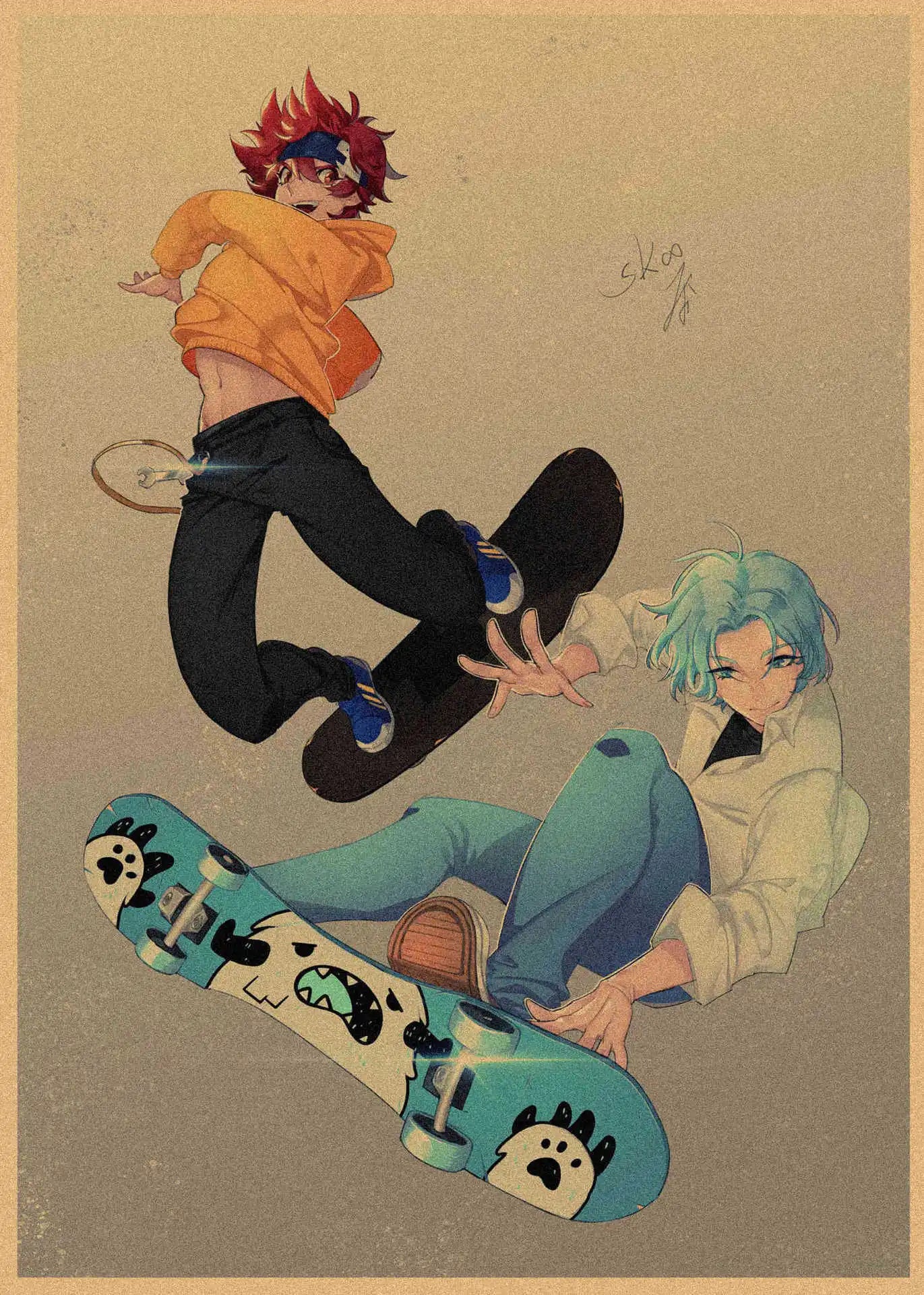 Japanese Sports Infinity Skateboard Kraft Paper Anime Poster Retro Decorative Wall Painting Mural 359