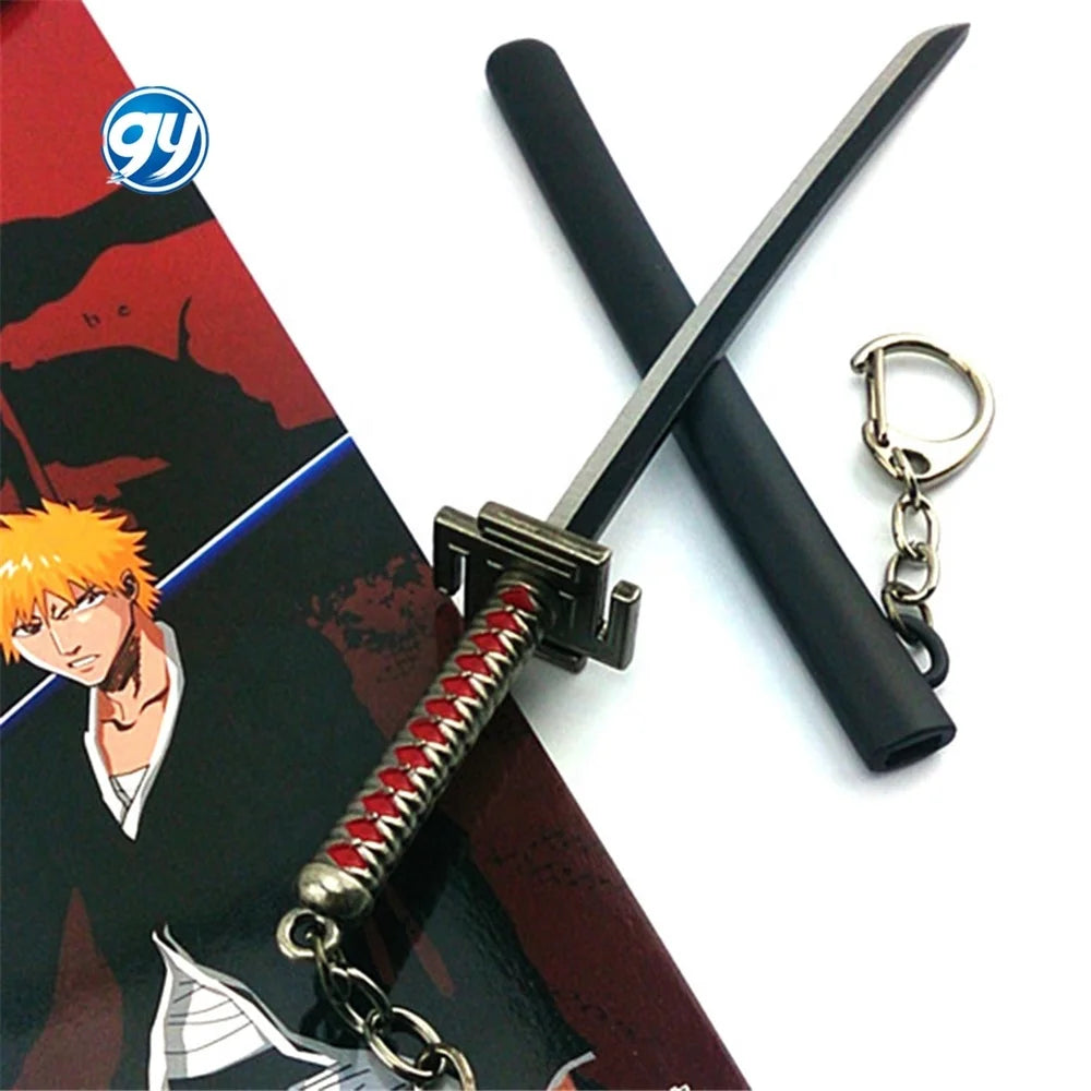 17cm Japanese Anime Kurosaki Ichigo Metal Weapon Pendant Keychain Bleach Sword Key Chain